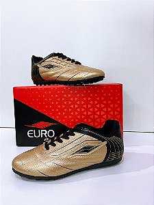 Chuteira Euro Soccer de couro - Dourado