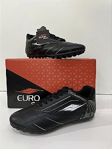 Chuteira Euro Soccer de couro - Preta