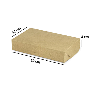 Caixa para Lanchinhos de Forno Salgados Crepe Delivery 19x12x4 cm Kraft (100 UNIDADES)