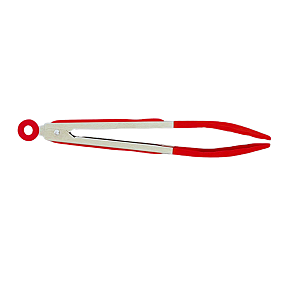 Pegador Pinça De Silicone Com Inox 27cm Vermelho