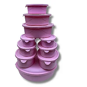 Kit 10 potes ovais de plástico, Livre de BPA, Atóxico, Make Plast Rosa Bebê