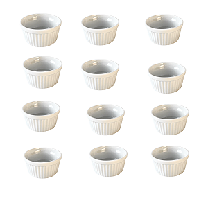 Kit 10 Ramequim 40 ml Mini em Porcelana Branca Molhos Temperos