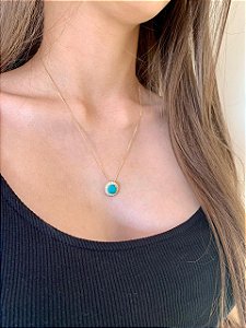 Gargantilha redonda cravejada - banho ouro 18k