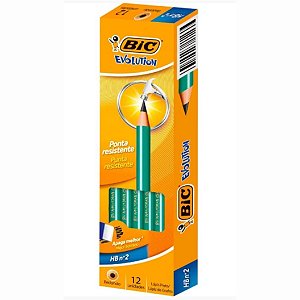 Lapis Preto HB 02 Corpo Hexagonal Verde BIC Evolution c/ 12 un.