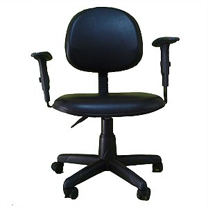 Cadeira Giratoria em Courino c/ Rodinhas, Regulagem de Altura no Acento e nos Braços - USADA