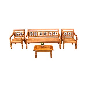 Jogo de Banco de ladrilho hidráulico + Mesinha