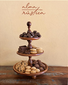 Suporte de Alimentos em Madeira Maciça