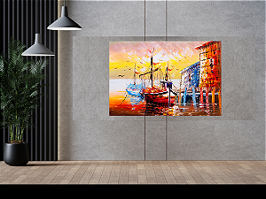 Quadro decorativo - Pintura de Barco Atracado