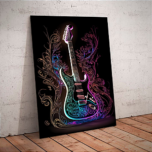 Quadro decorativo - Guitarra Psicodélica colorida