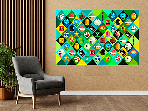 Quadro decorativo - Super Mario itens colecionáveis