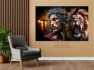 Quadro decorativo - Jesus, o Leão Protetor