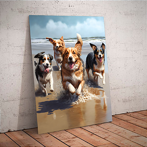 Quadro decorativo - Liberdade canina na praia