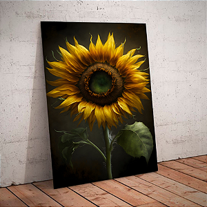 Quadro decorativo - Flor de girassol em fundo preto