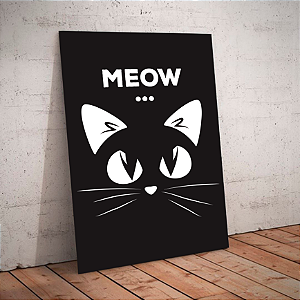 Quadro decorativo - Frase pet gato meow fundo preto