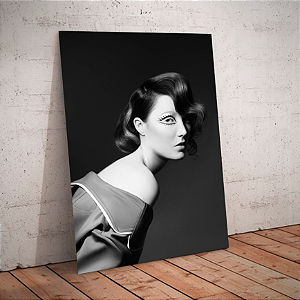 Quadro decorativo - Mulher em preto e branco com maquiagem artistica