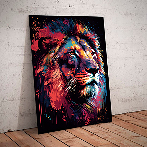 Quadro decorativo - Leão com rosto de perfil colorido