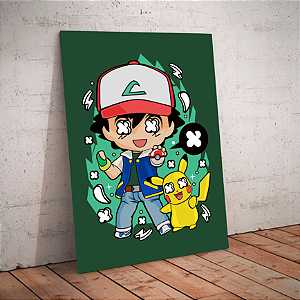 Quadro decorativo - Funko Pokemon Ash e Pikachu