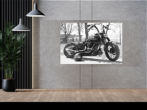 Quadro decorativo - Moto Harley Davidson em preto e branco