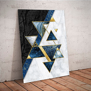 Quadro decorativo - Conjunto de triângulos azuis e dourados