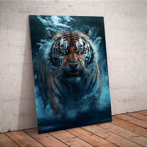 Quadro decorativo - Tigre correndo sobre a água