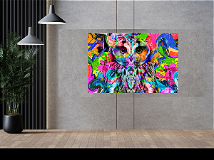 Quadro decorativo - coruja  estilo tie dye