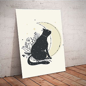 Quadro decorativo - Gato preto lunar
