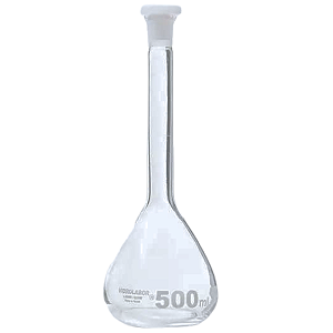 Balão Volumétrico Vidro com Rolha de Polietileno 500 ml - Combo com 3 Peças