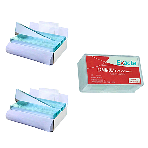 100 Lâminas Fosca Lapidada + 100 Lamínulas 24x50mm