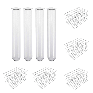 250 Tubo de Ensaio de Vidro 13x100mm + 10 Estante Rack 13mm