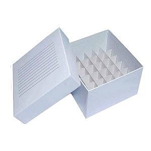 Caixa Criopreservação de 36 Tubos Criogênicos 5mL Produzida em Fibra de Papelão Revestida