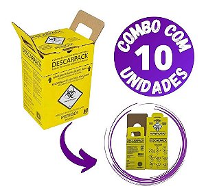 Combo com 10 Coletores para Material Perfurocortante 3,0L