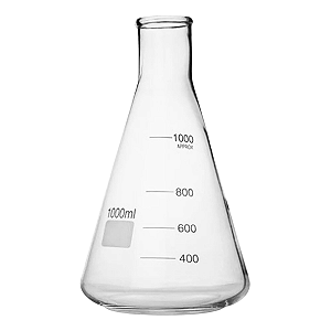 Combo com 10 Unidades do Erlenmeyer 1.000ml Graduado Vidro 3.3
