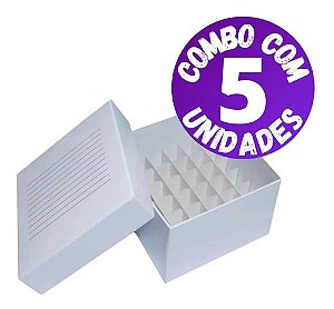 Combo com 5 Caixas Papelão para 36 Tubos Criogênicos de 5ml - Rack de Fibra de Papelão Revestida para até 36 Criotubos d