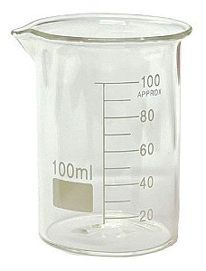 Combo com 5 Copos Bequer de Vidro Boro 3.3 Forma Baixa (Griffin) Graduado: 100ml