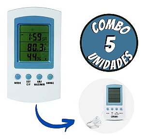 Combo com 5 Termohigrometro Digital de Máxima e Mínima Medição de Umidade do Ar