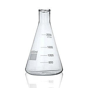 Combo com 5 Unidades do Erlenmeyer 2.000ml Graduado Vidro 3.3