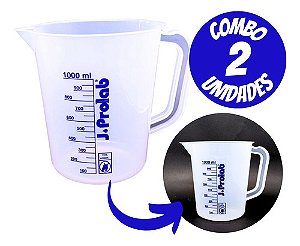 Combo de 2 Jarras Plásticas Graduadas em Silkscreen PP - 1000ml