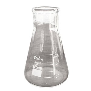 Erlenmeyer de Vidro Borossilicato Boca Larga Graduado - 125ml