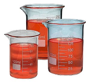 Kit Copo Becker de Vidro Boro 3.3 - 100ml, 150ml e 250ml