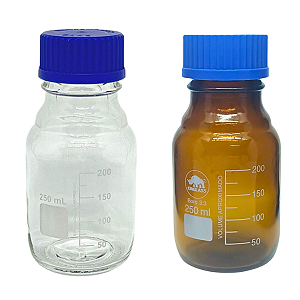 Kit De Frasco Reagente Âmbar 250ml e Frasco Reagente Transparente 250ml