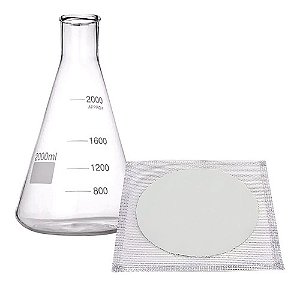 Kit Erlenmeyer 2000ml + Tela de Arame com Refratário 26x26cm