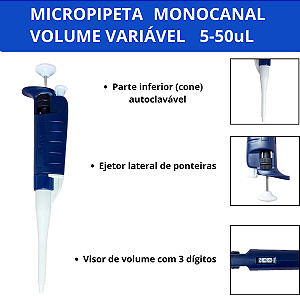 Micropipeta Olen 5-50uL + 1000 Ponteiras