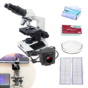 Microscópio Binocular 1600x Led + Câmera 5mp + Brindes
