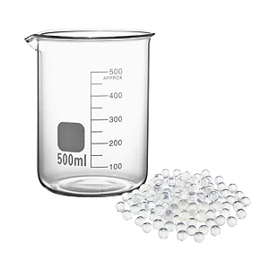 Perola de Vidro 3mm, 1kg  + Copo Becker 500ml