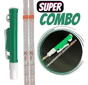 Pipetador Pi-Pump para 10ml Plast Verde + 2 Pipetas Sorológicas de Vidro Graduado