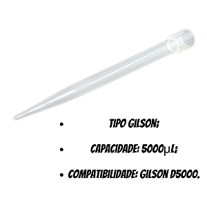 Ponteira 5000uL Tipo Gilson Transparente - 300 Unidades