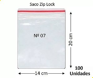 Saquinho Plástico Zip Lock Pacote C/100 Unidades Medida: 14x20 Nº2