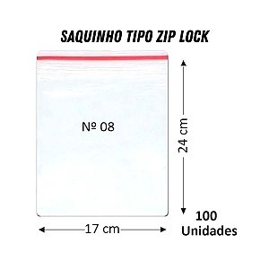 Saquinho Plástico Zip Lock Pacote C/100 Unidades Medida: 17x24 Nº2,5