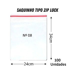Saquinho Plástico Zip Lock Pacote C/100 Unidades Medida: 24x34 Nº4