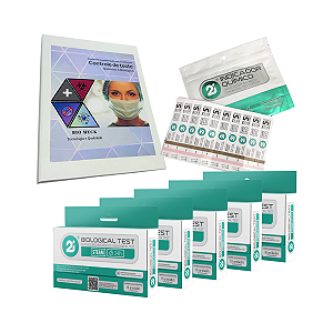 Kit Controle Biológico 50 Indicador Biológico, 250 Integrador Químico Classe 5, Pasta Controle Resultados